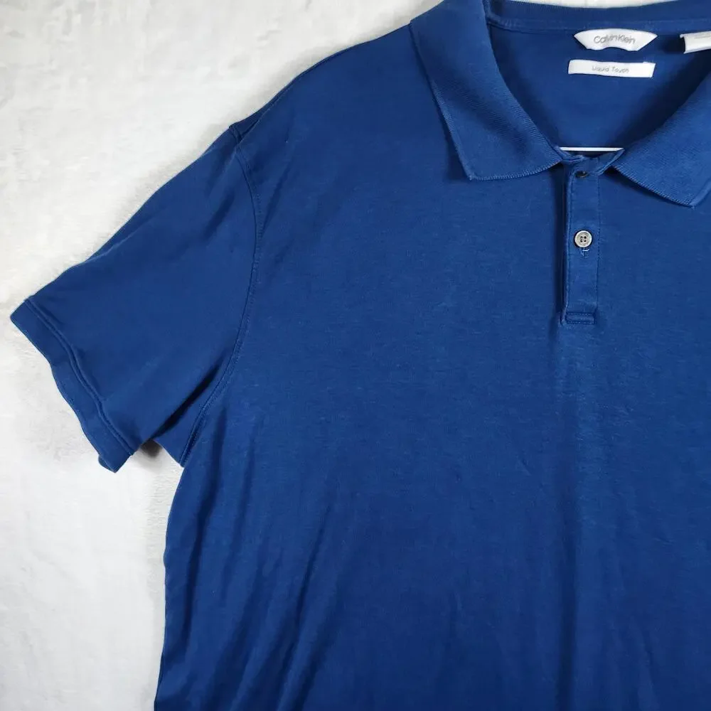 Calvin Klein Liquid Touch Men's Blue Polo Short Sleeve Size‎ 2XL